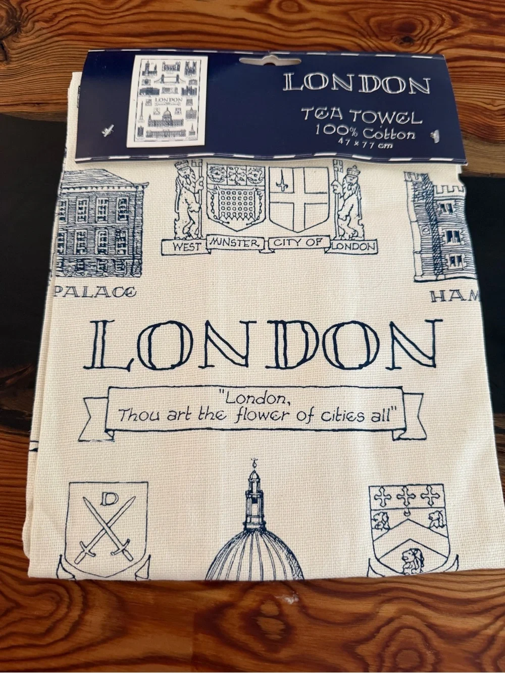 London Cotton Tea Towel - Blue & White
